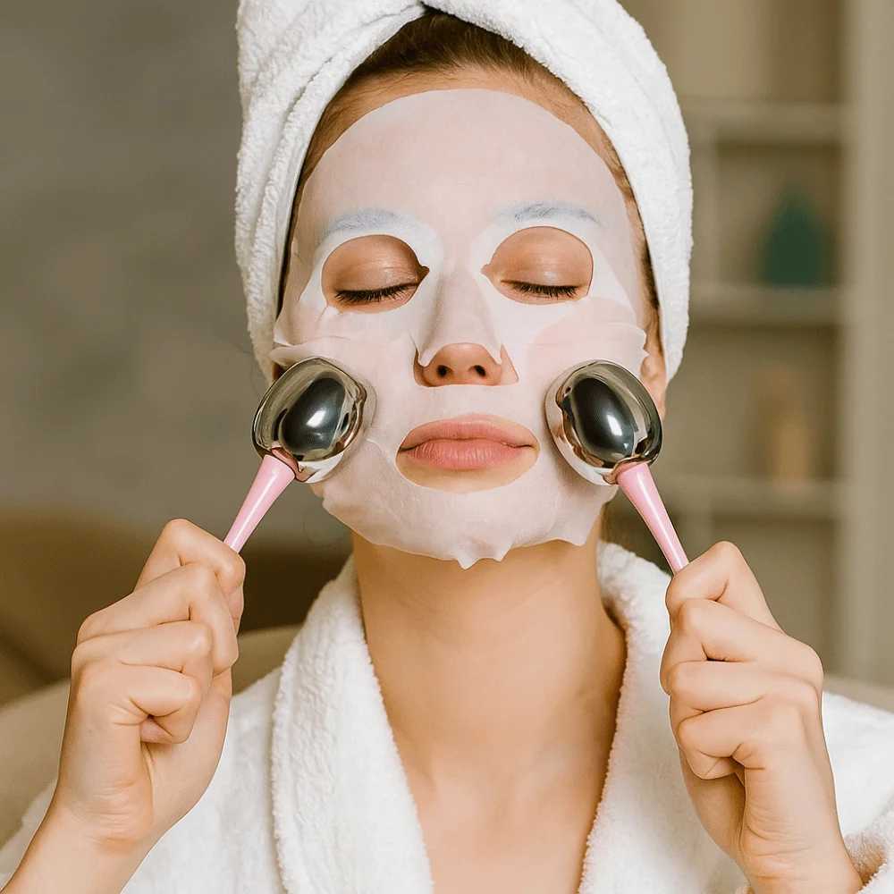 

2pcs/set Narrow Pores Facial Massage Globes Sunlight Repair Removing Edema Stainless Steel Eye Massage Soothing The Eyes