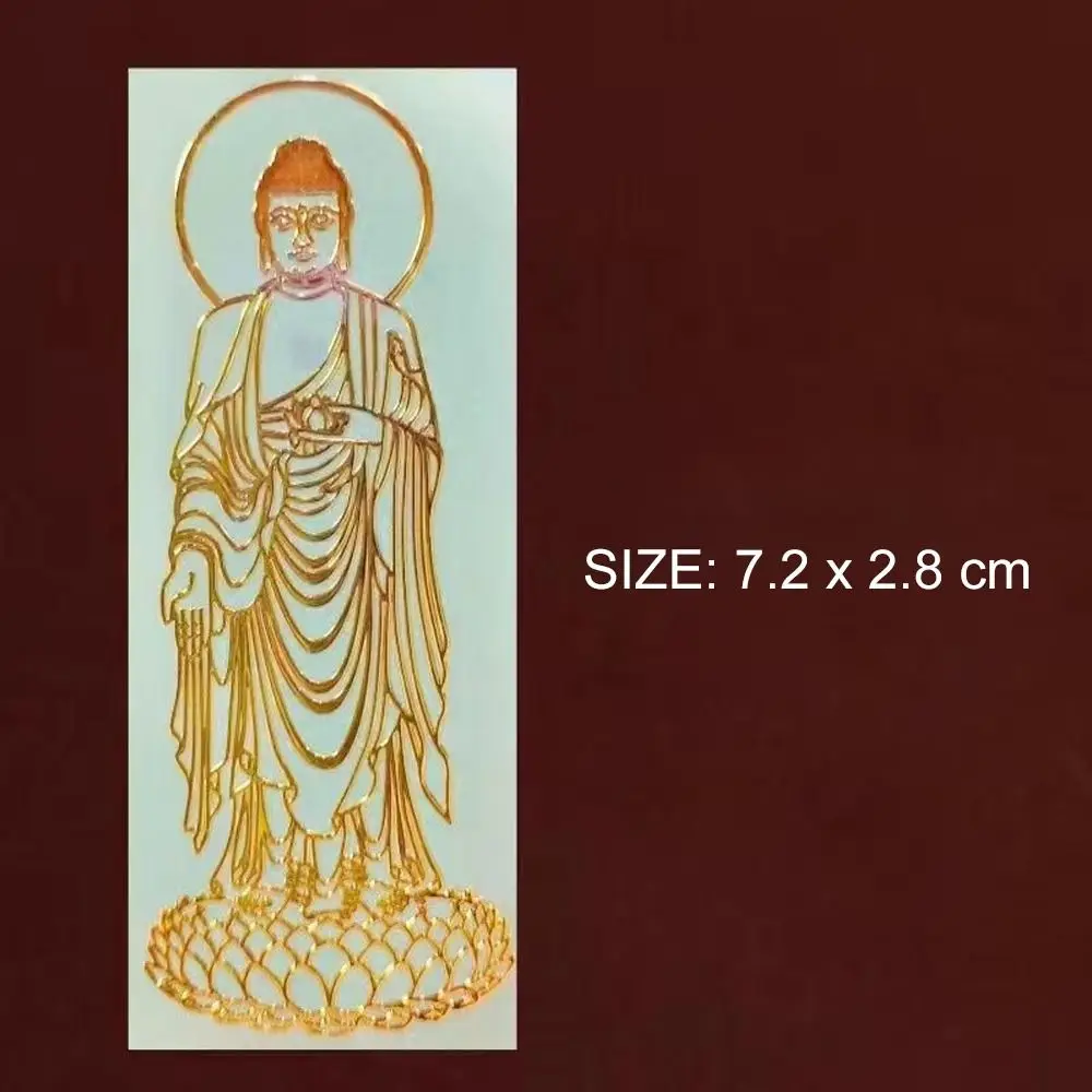 Buddhist Phone Case Stickers Gold Color Buddha Metal Sticker Chinese Mythology Lucky Charm DIY Mobile Phone Decorative Sticker