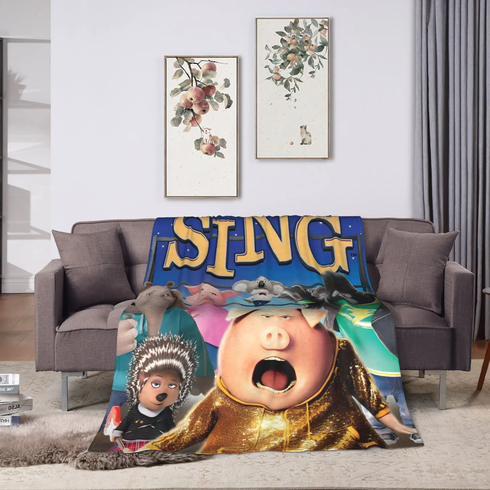 Soft Warm Blankets Airplane Travel Sing 2 Movie All Characters  Throw Blanket Bedspread For Living Room Funny Sofa Bed Cover