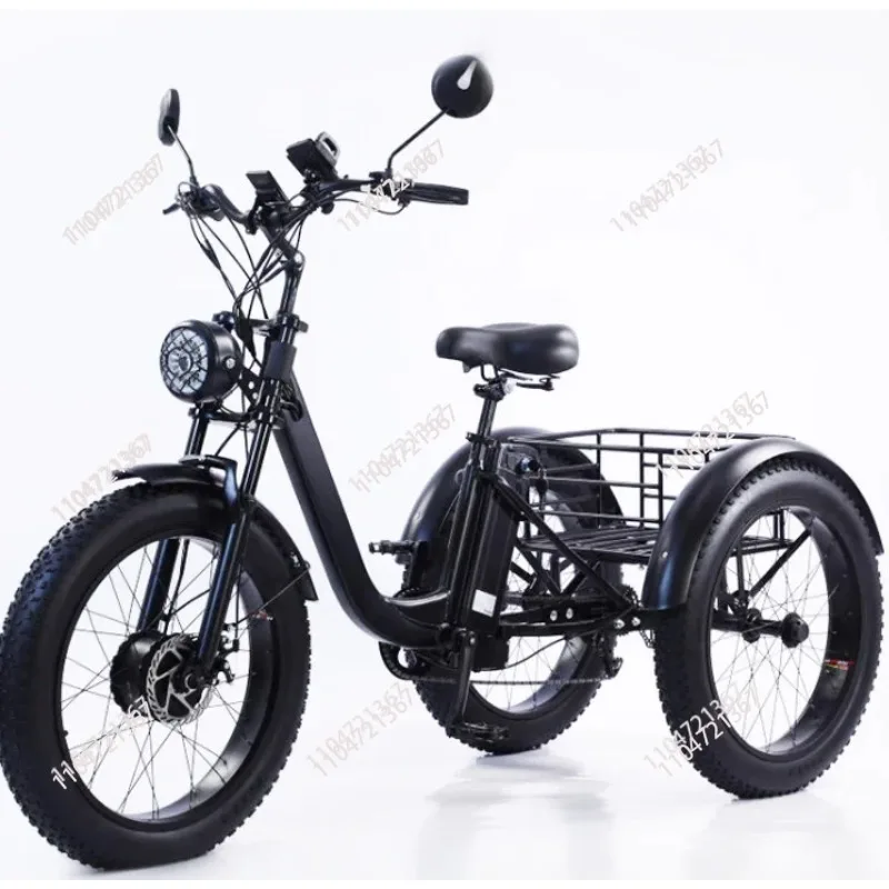 

New Electric Tricyle Adult Electric Bicycle 24Inch Fat Tire 750W15AH Mobile Battery Mountain Ebike 3Wheel Electric Cargo Bike