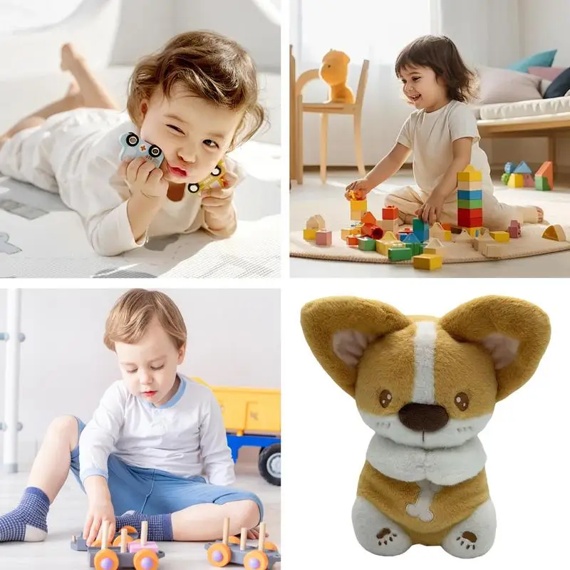 Animais de pelúcia para bebês protable cão de pelúcia bebês brinquedos musicais bebês menina brinquedos cão de pelúcia com luz para