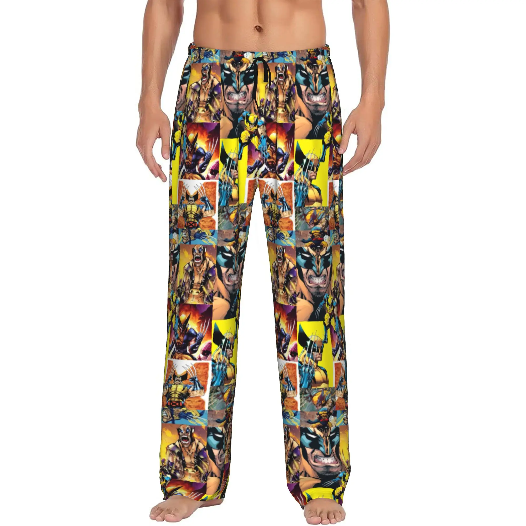 

Custom W-Wolverine Comic Wallpaper Pajama Pants for Men Sleepwear Lounge Sleep Bottoms Stretch with Pockets