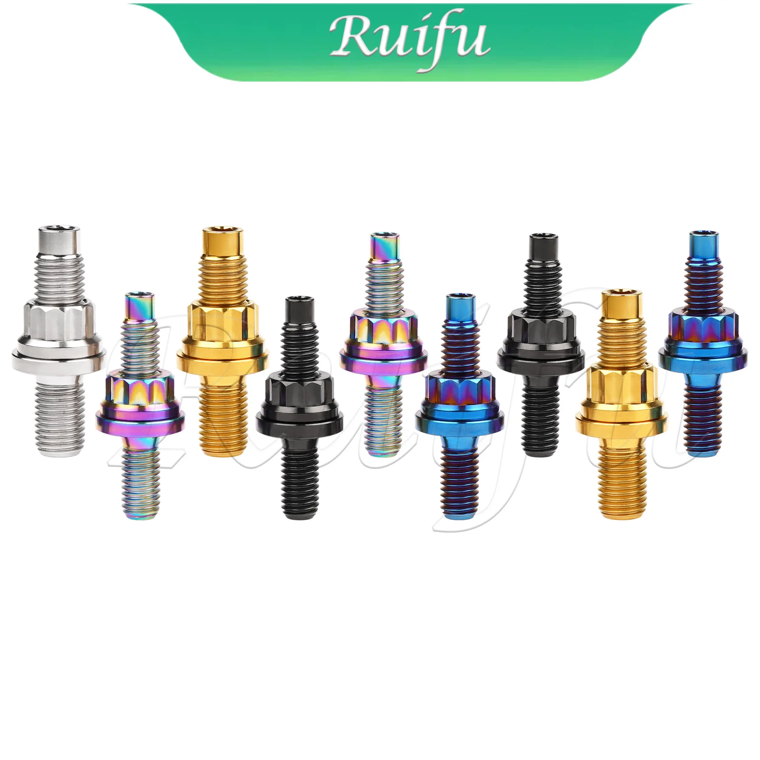 Ruifu チタンボルト 6/20 個 M8 M10 ピッチ 1.25 六角ネジフランジヘッド 12 ポイントナットフラットワッシャーセットオートバイ用
