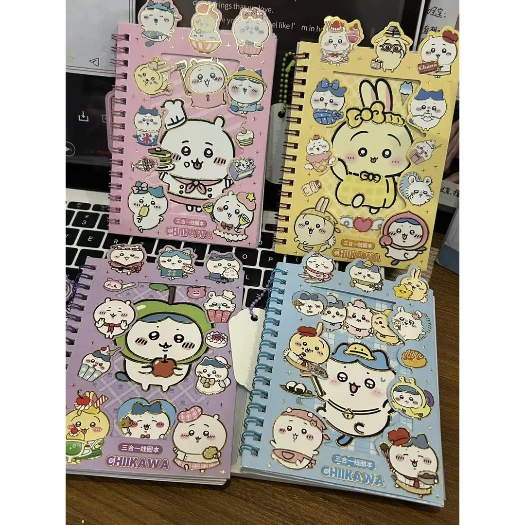 دفتر ملاحظات حلزوني كرتوني من Chiikawa Kawaii مع ملصقات لطيفة لمجلة مذكرات الطالب هدية قرطاسية للأطفال البنات #1