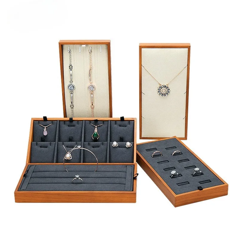 

Solid Wood Jewelry Tray Portable Minimalist Necklaces Storage Trays Exhibitor Bracelet Pendant Display Pallet Organizer Supplies