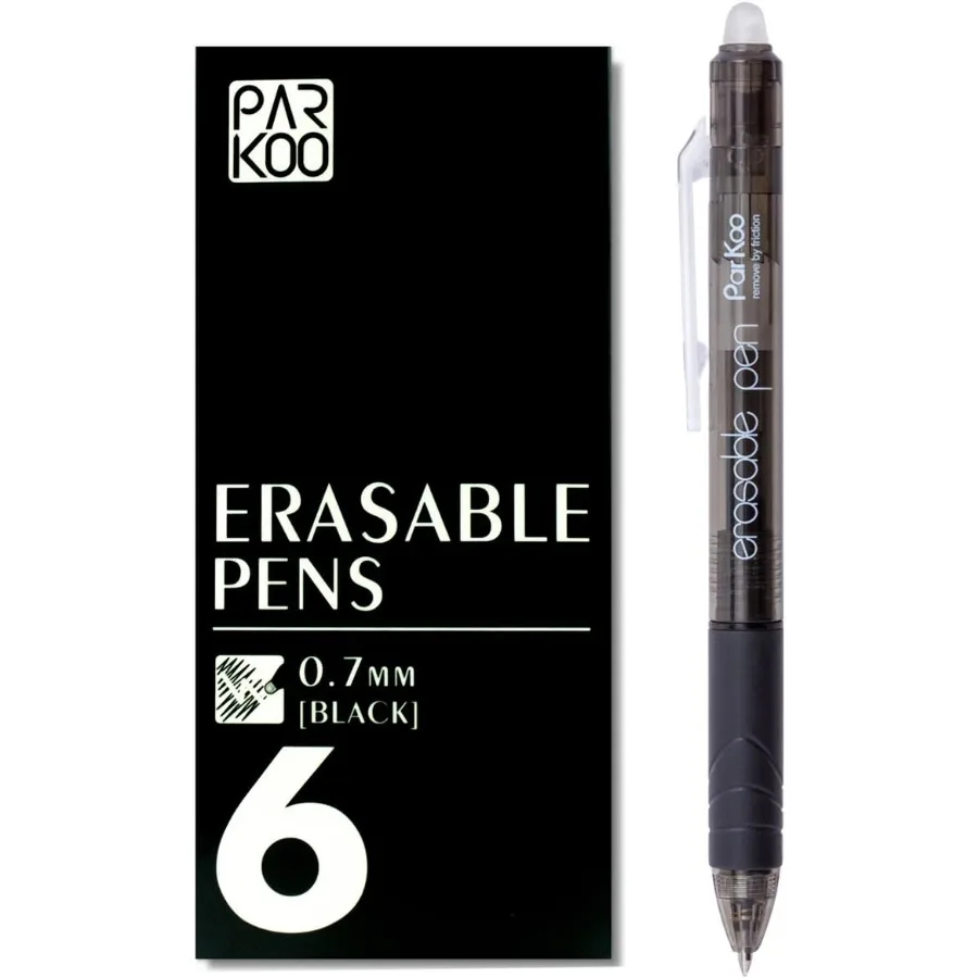 

Выдвижные стираемые гелевые ручки-кликер Fine Point Make Mistake исчезают черные чернила для заметок и головоломок с перекрестными словами, 6 упаковок