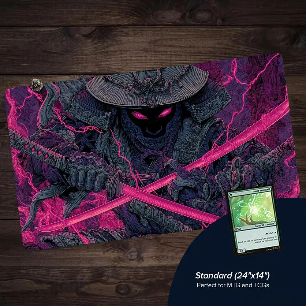 Künstlerische Ästhetische Samurai- und Dämonen-Muster MTG Spielmatte Magic Card Battle Mat Tapete Magic MTG Tischspielmatte Kartenmatte
