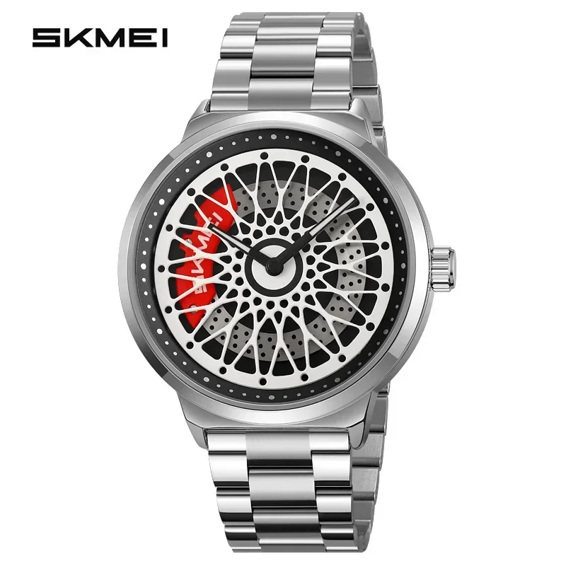 SKMEI 2356 Luxury Shockproof Mens WristwatchesCar Wheel Caliper Stainless Steel Waterproof Sports Quartz Watch for Men Relojes