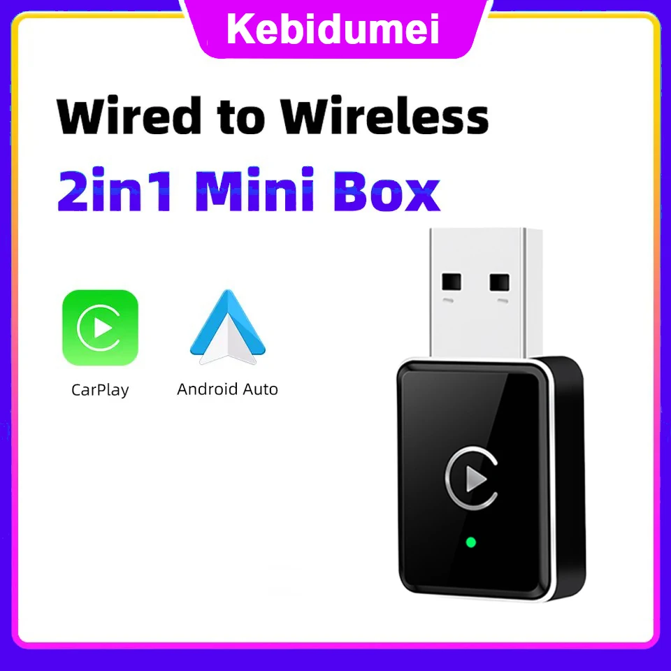 

Беспроводной Carplay 2 в 1, Android Auto Plug And Play, мини-коробка с искусственным интеллектом, подходит для преобразования оригинального автомобиля, проводной Carplay к беспроводному устройству