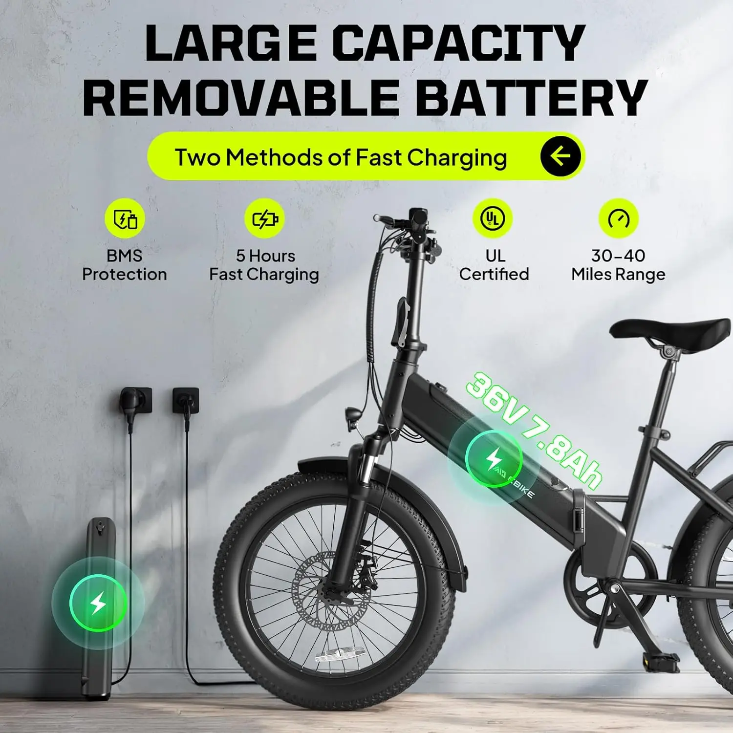 

TST Electric Bike for Adults 1200W, Folding E Bike Removable Battery 40/60 Mile Range, 20 inches Fat Tire Ebike for, Custom
