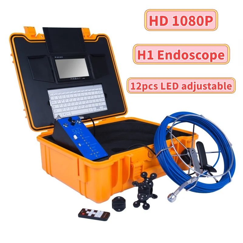 

H1 Endoscope 12PCS LED Adjustable Inspection Video DVR HD 1080P Waterproof Camera 30/50M Cable Industrial Pipeline Endoscope