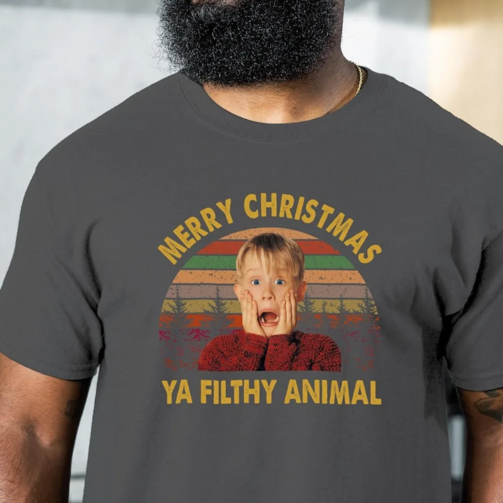 عيد ميلاد سعيد يا القذرة الحيوان الرجال الجرافيك تي شيرت مضحك المنزل وحده المحملة ريترو 90s عيد الميلاد فيلم أفضل كيفن مكاليستر هدية #4