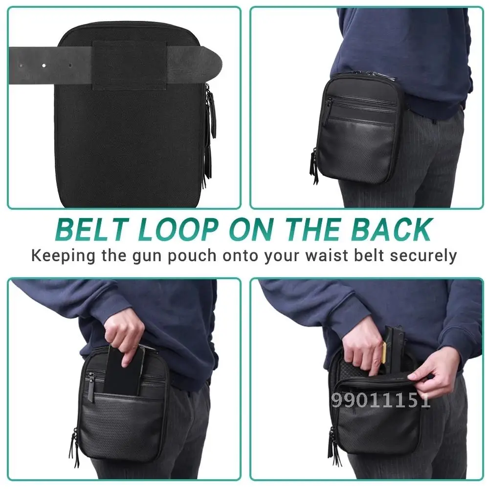 Tactical Concealed Gun Protection Pistol Pouch Holster Fanny Pack for Loop Pocket with Carry Bag Gun Handgun Waist Belt