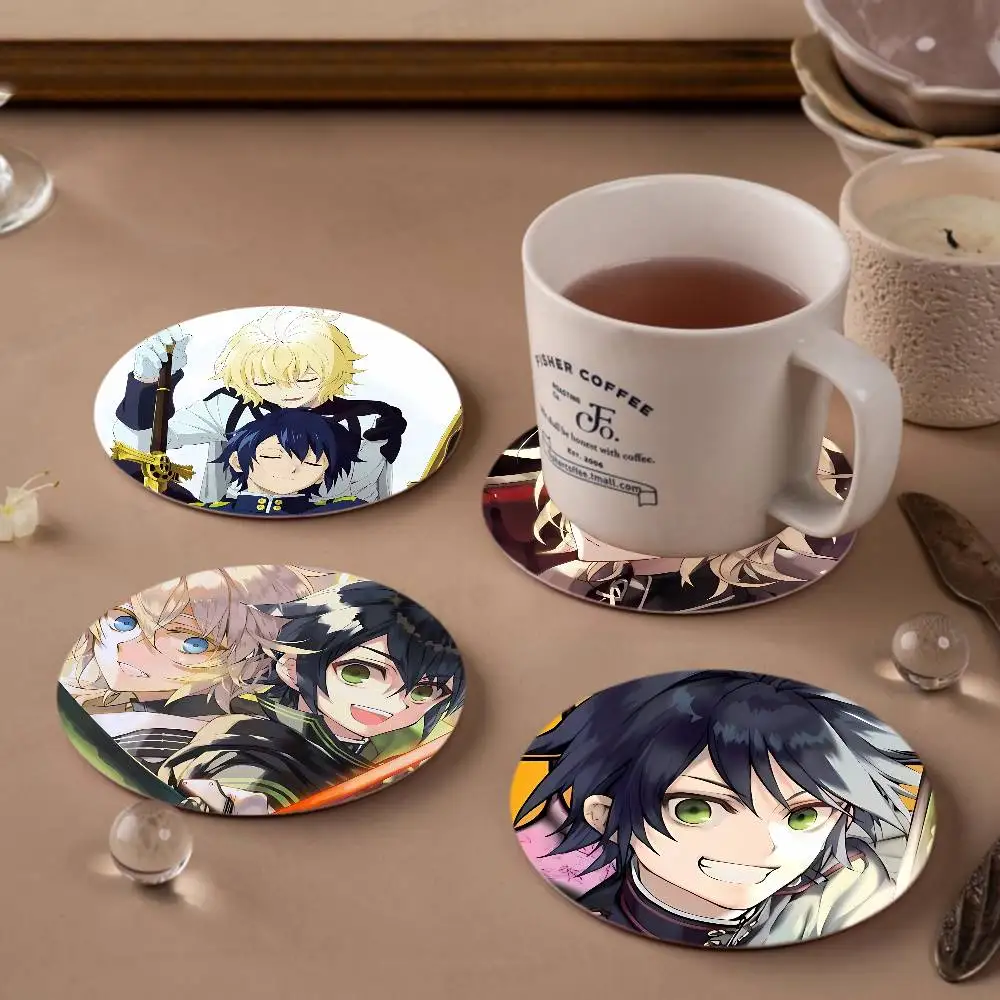 

Anime Seraph of The End Coasters Suitable for daily family gathering decoration, kitchen, anti-slip wooden coasters