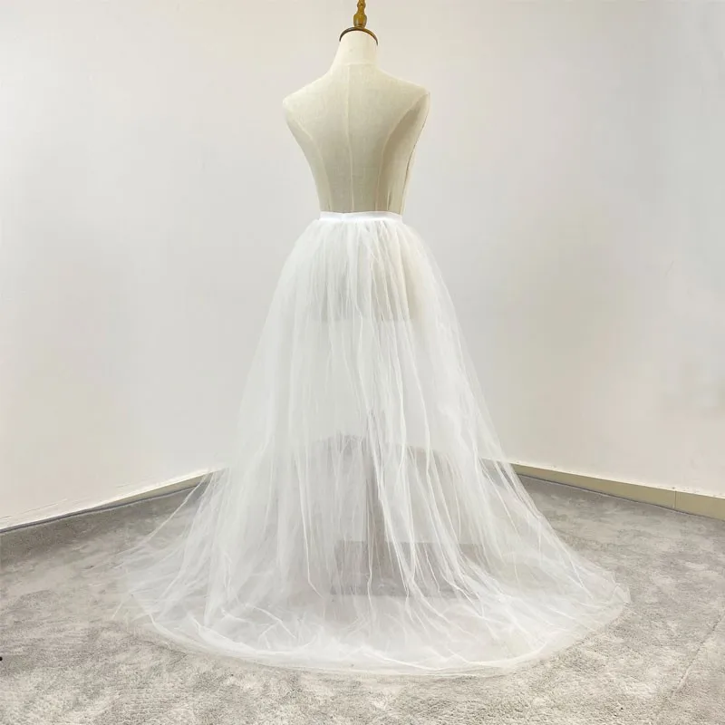 Immagine 6: Gonna elegante rimovibile a vita alta Hoopless 3 strati 110cm lungo Tulle Tutu gonne staccabili accessorio per abito da sera da sposa