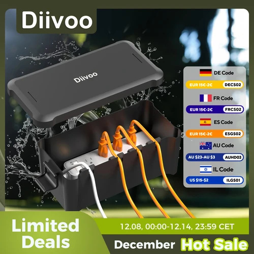 Diivoo-caja eléctrica impermeable para exteriores, carcasa de enchufe de conexión de Cable exterior para temporizadores, cables de extensión, jardín de vacaciones