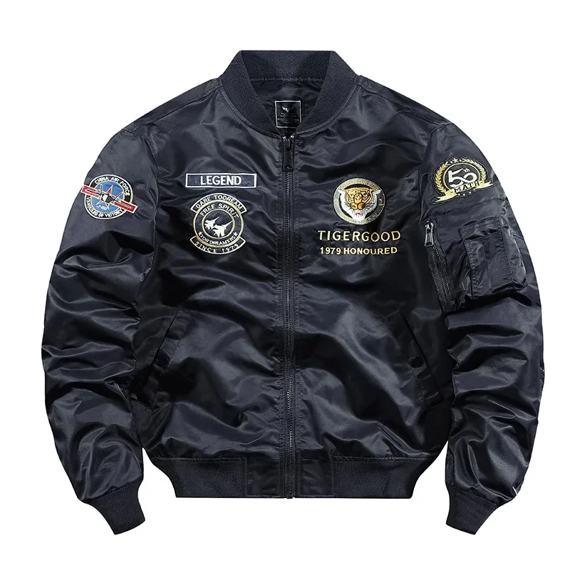 

Men's air force ma1 bomber jacket, tiger embroidered baseball jersey plus size tooling jacket