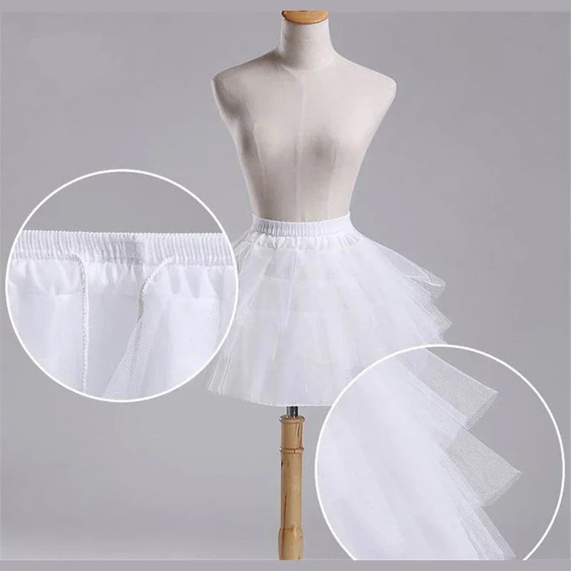 Enagua de tul con volantes para niñas, vestido de novia de crinolina corta, enagua de Ballet blanco