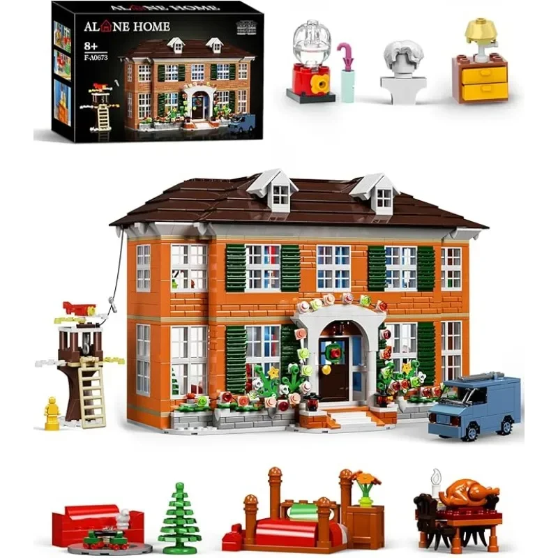 

MOC Home Aloned Kevin McCallister House, набор строительных блоков, идеи, модель коттеджа, лесной домики, игрушки для мальчиков и девочек, рождественские подарки