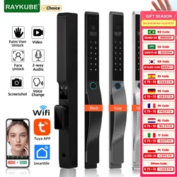 RAYKUBE DQ10 Tuya WiFi Palm Vein Waterproof Smart Lock 3D Face Recognition Digital Fingerprint Lock With APP Video Call Unlock