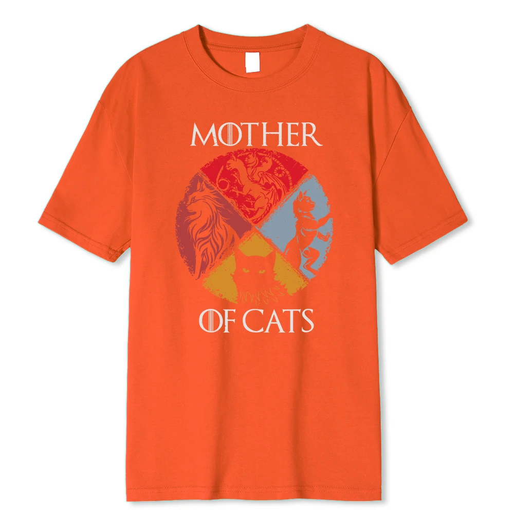 Cat Family Mother Of Cats Printing Male T Shirts Quality Tshirt Summer Casual Cotton Tops Hip Hop Breathable Tee Clothes Man