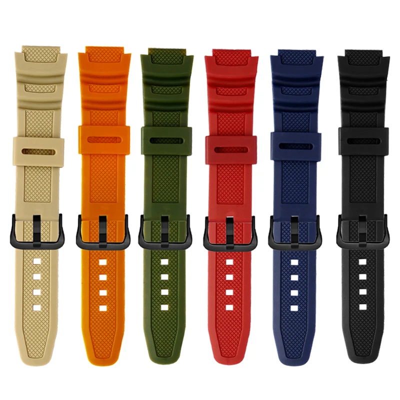 silicone strap Suitable for Casio Casio watch W-218H/W737H/MRW-200 /AE1200/AEQ-110 series resin silicone watch strap 18mm