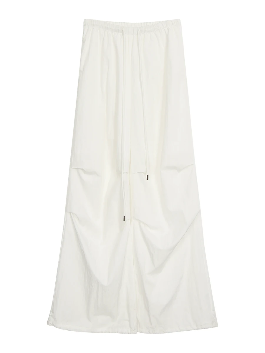 بنطلون نسائي أبيض واسع الساق بخصر مرتفع، سروال فضفاض غير رسمي للصيف، قصة مستقيمة وانسيابية، أسلوب G عصري للعمل #3