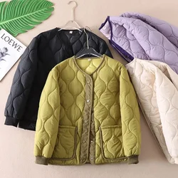 Corduroy Rhombic Cotton-Padded Jackets Women Autumn Winter New Warm Cotton Padded Coat Short Outwear Warm Parkas Overcoat Female