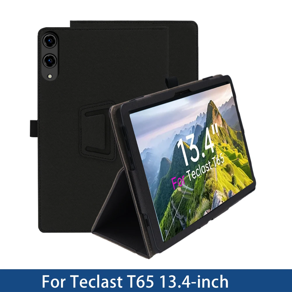 Funda Case For Teclast T65 13.4' Inch 2025 Tablet PC PU Leather Two-fold Stand Magnetic Case Cover with Hand Strap