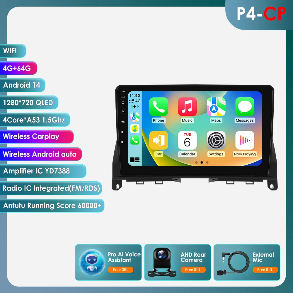OSSURET 6115 Android speler voor Mercedes Benz C W204 S204 2007-2010 Carplay autoradio multimediasysteem 9 inch 8-core GPS touchscreen