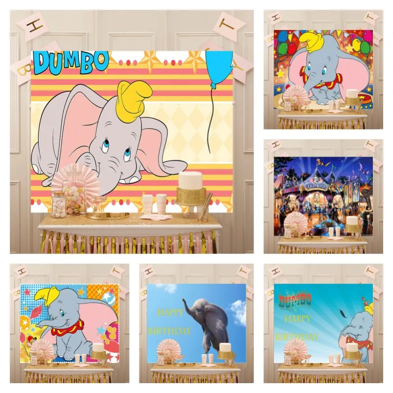 Cartoon Disney Dumbo Circus Birthday Party Backdrop Photography Decoration Background Custom Props Baby Shower Kid Boy Gift