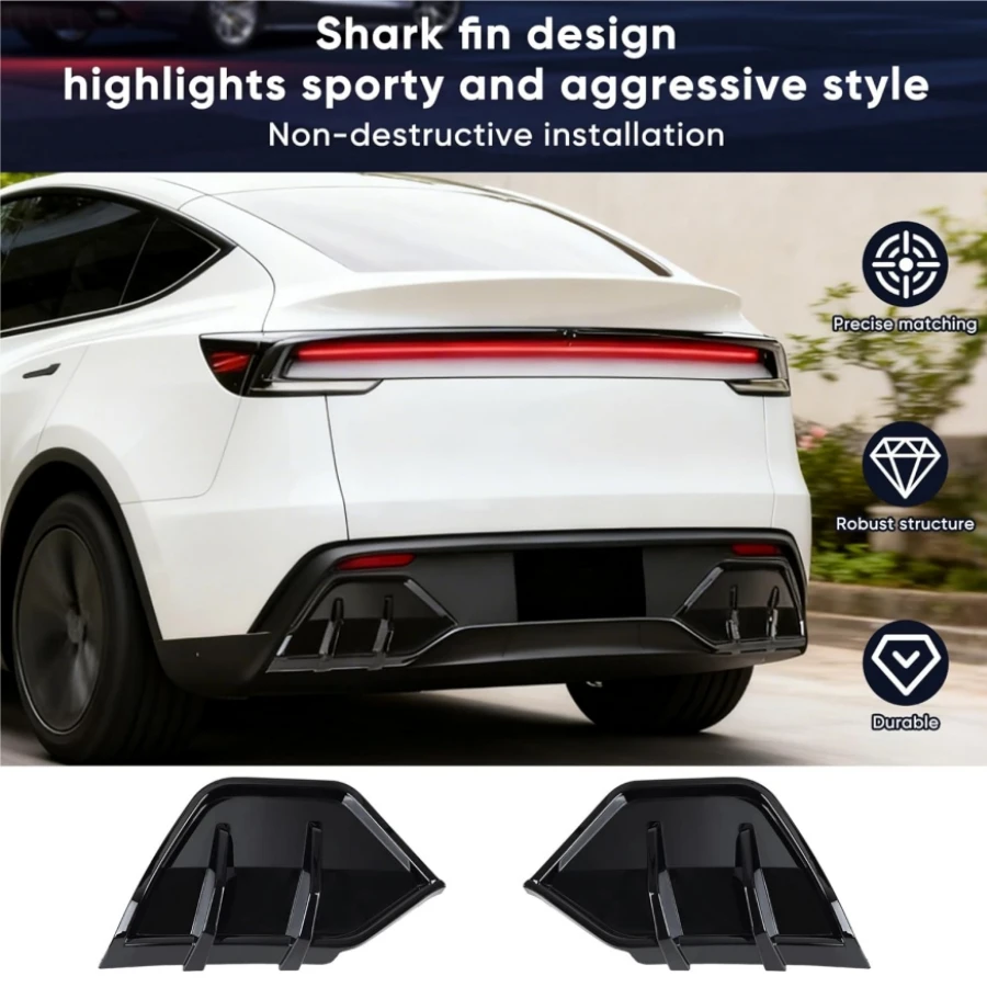 2PCS Rear Diffuser for Tesla Model Y Juniper 2025 2026 ABS Rear Bumper Lip Sporty Aerodynamic Bumper Lip Splitter for Juniper Y
