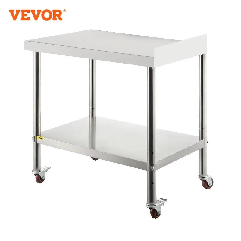 VEVOR Tavolo di preparazione del lavoro in acciaio inossidabile 24 x 15 x 35/24 x 24 x 35/30 x 24 x 35/36 x 24 x 35 pollici 440 libbre con paraspruzzi e rotelle