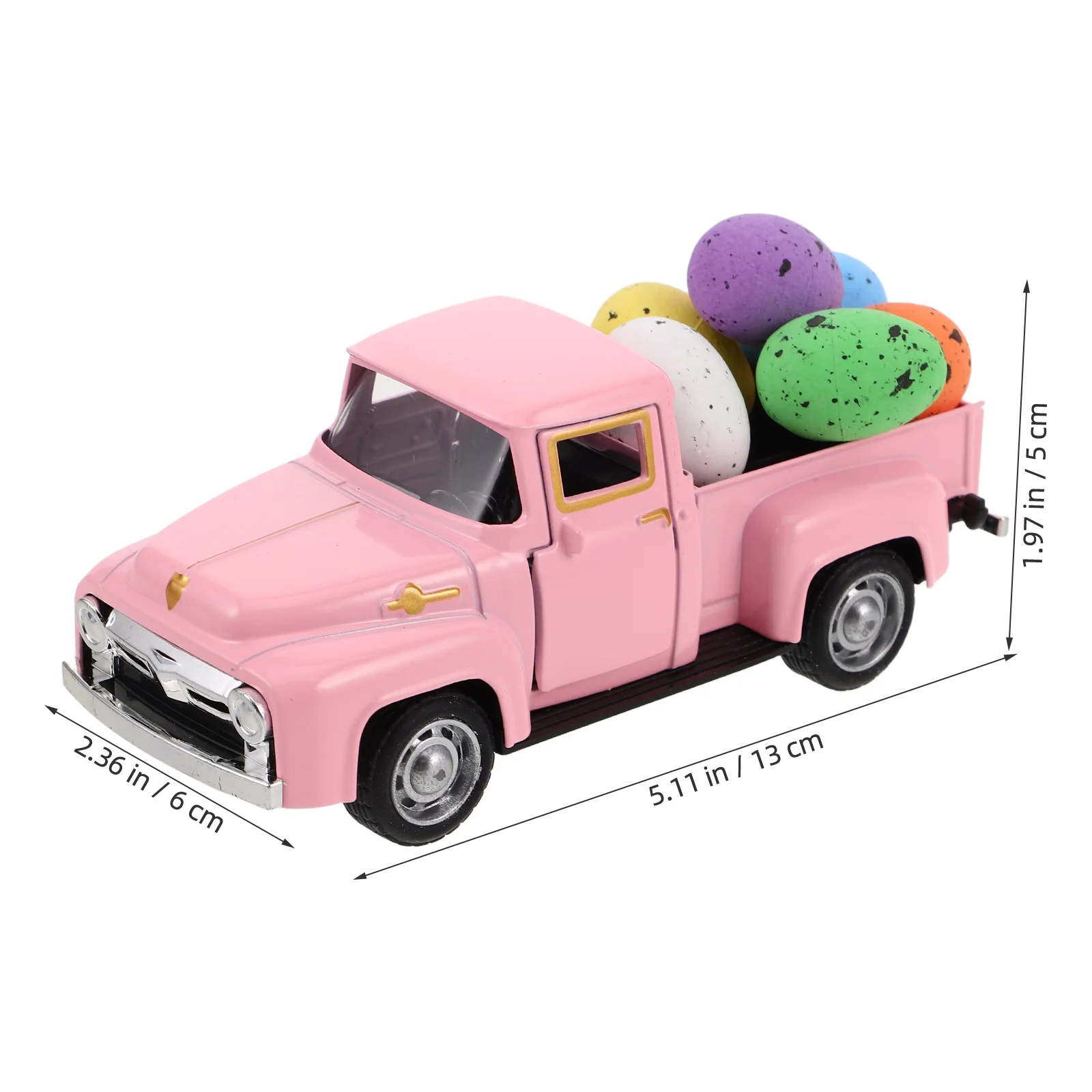 Home Decorative Truck Pickup Model Vintage Car Handmade Vacation Easter with Eggs