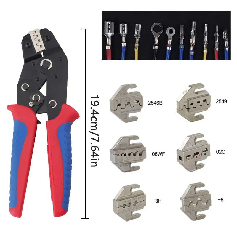 SN-58B+2549B Ratcheting Crimping Tool Set with Changeable Jaws for various Barrel Terminals Multifunctional Crimping Pliers