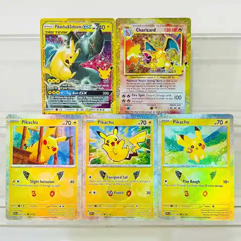 Charizard Zekrom 5Pcs English Version Collectible Grade DIY Holographic Texture Nice Condition Premium Anime Collection Cards