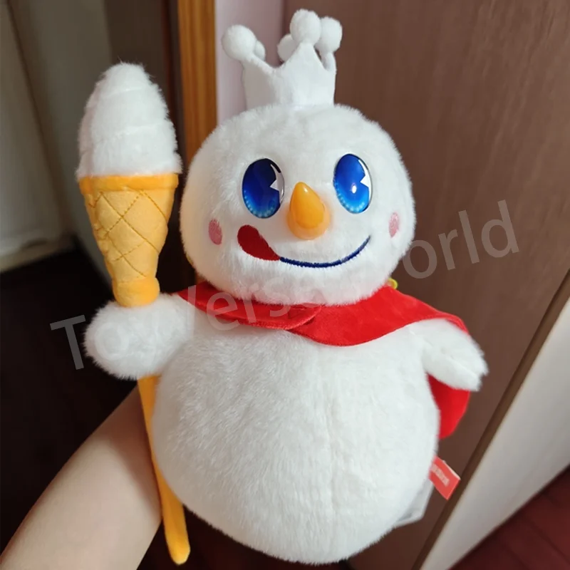 Peluche Originale Mixue Ice Cream & Tea King Snowie con Scettro 30cm, Simpatico Pupazzo Anime Imbottito, Giocattolo Morbido Kawaii, Regalo di Compleanno