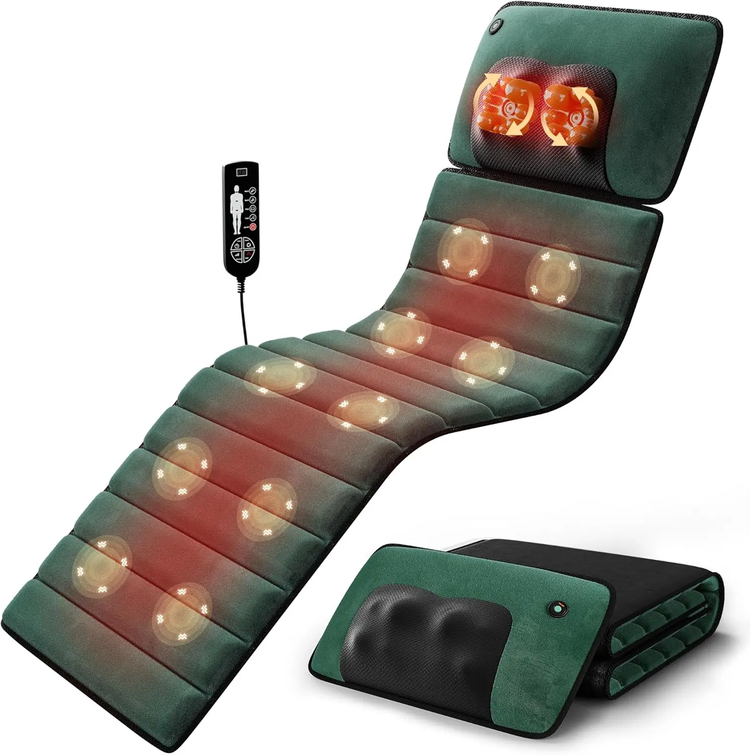 

Full Body Massage Mat with Heat, Detachable Pad, 10 Motors, 9 Speeds for Home or Office Relief