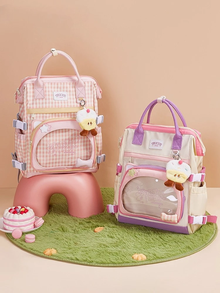 Rucksack für Damen, 2025, neue große Kapazität, leichte Reisetasche, College-Studenten-Computertasche, süße süße Cartoon-Katzenohren, Lta-Tasche