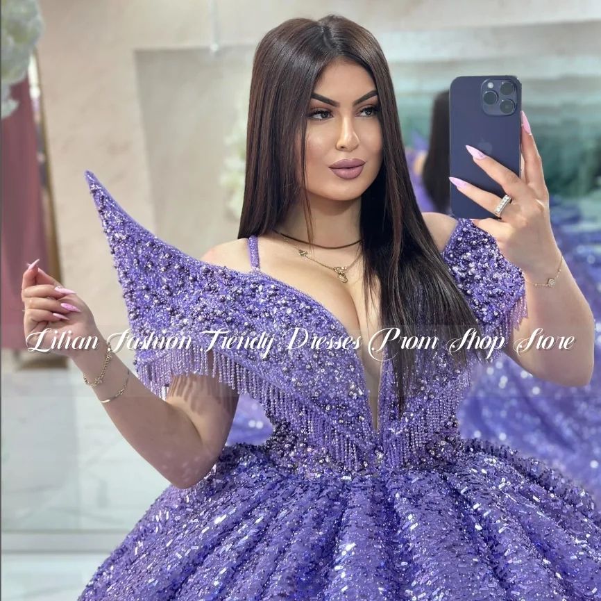 Sparkling Princess Cathedral Train Quinceanera Dress Personalised Plunge Set Diamante Sequins Mexican Queen Prom vestidos de 15