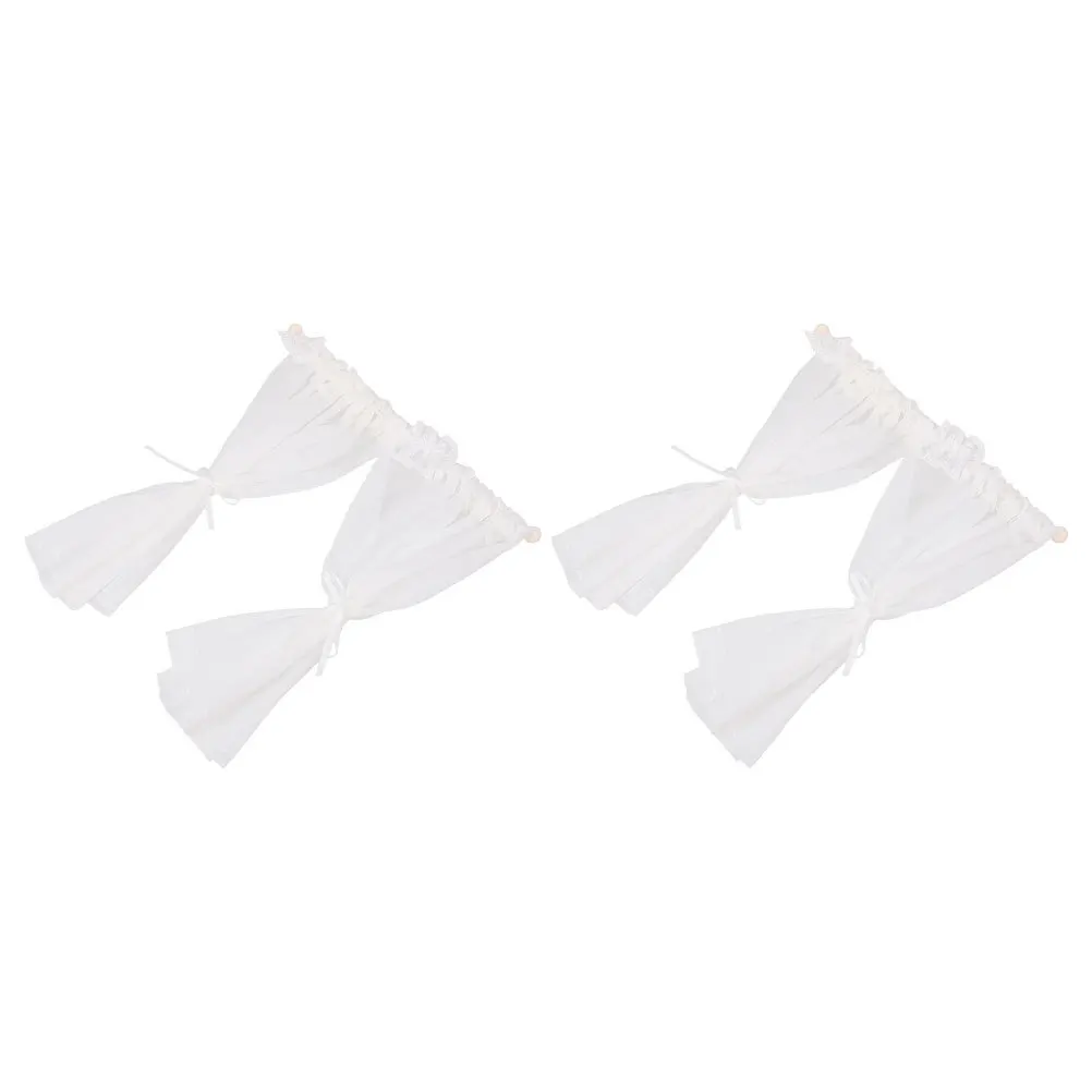 

2Pcs Miniature Lace Window Curtains Elegant Mini House Drapes DIY Accessories Tiny House Decoration Scene Prop Window Curtain