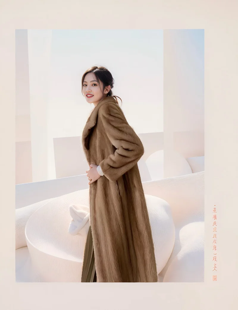 Women\'s dress Winter sweater Gradient mink fur imitation fur mink velvet coat coat Fur coat Long commuter trench coat for women