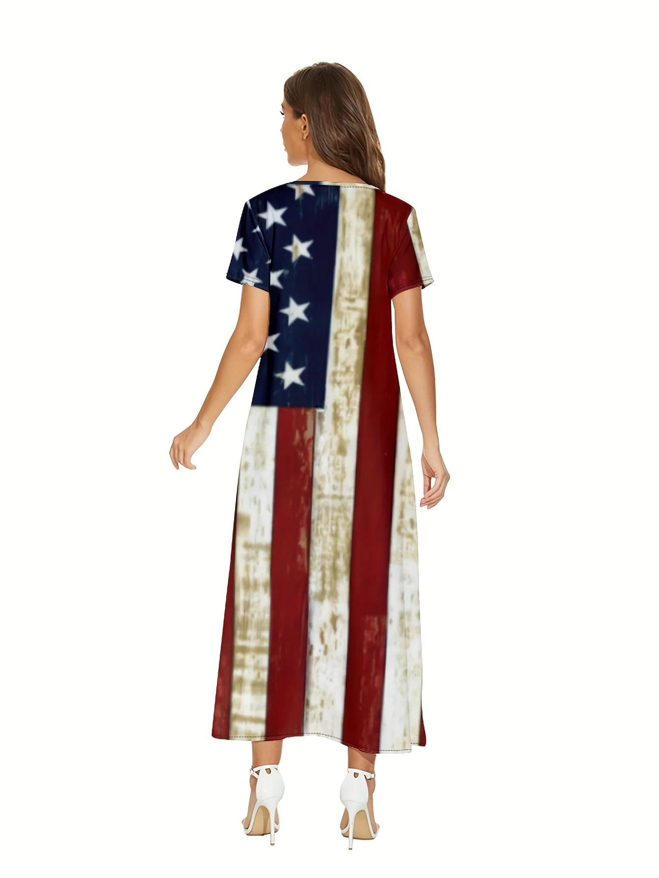 New America Flag Print  Women's Dresses Summer Vacation Dresses Long Dresses Female Plus Size Dresses Fashion Women's Clothing