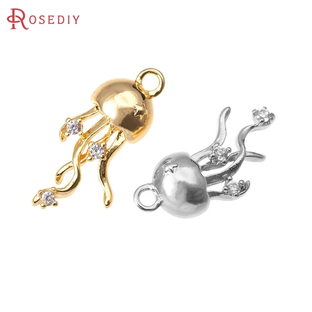 

4PCS 18K Gold Color Brass and Zircon Jellyfish Charms Pendants High Quality Diy Necklace Earrings Jewelry Making Accessories