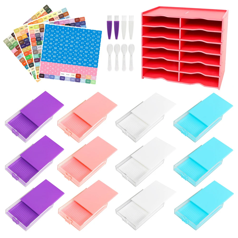 

12 Grids Diamond Painting Tray Organizer Rack with Drill Pen Holder Diamond Painting Accessories Kits for Small Size Trays