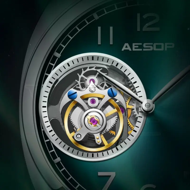 AESOP 7056 Real Flying Tourbillon Movement Watch Brand For Men Skeleton Mechanical Luxury Watches Waterproof Wristwatches 2023 A