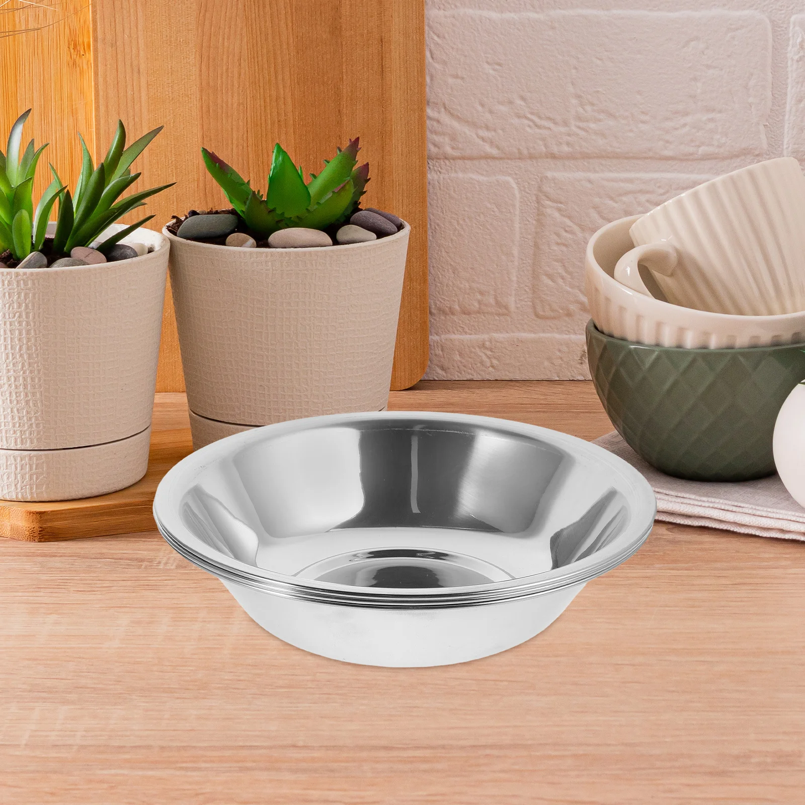 

3pcs Stainless Steel Set Vegetable Washing Kitchen Serving Prep Bowl Thickened Salad Fruit Mixing Large Capacity Storage