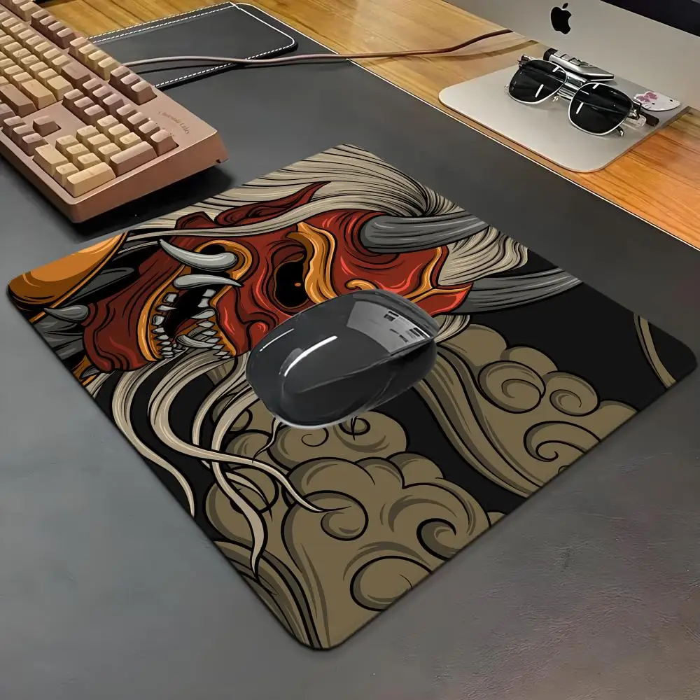 450x400 Japanese samurai devil Small Mousepad Computer black ghost face Desk Mat XS Keyboard Pad Laptop Cushion Non-slip Deskpad