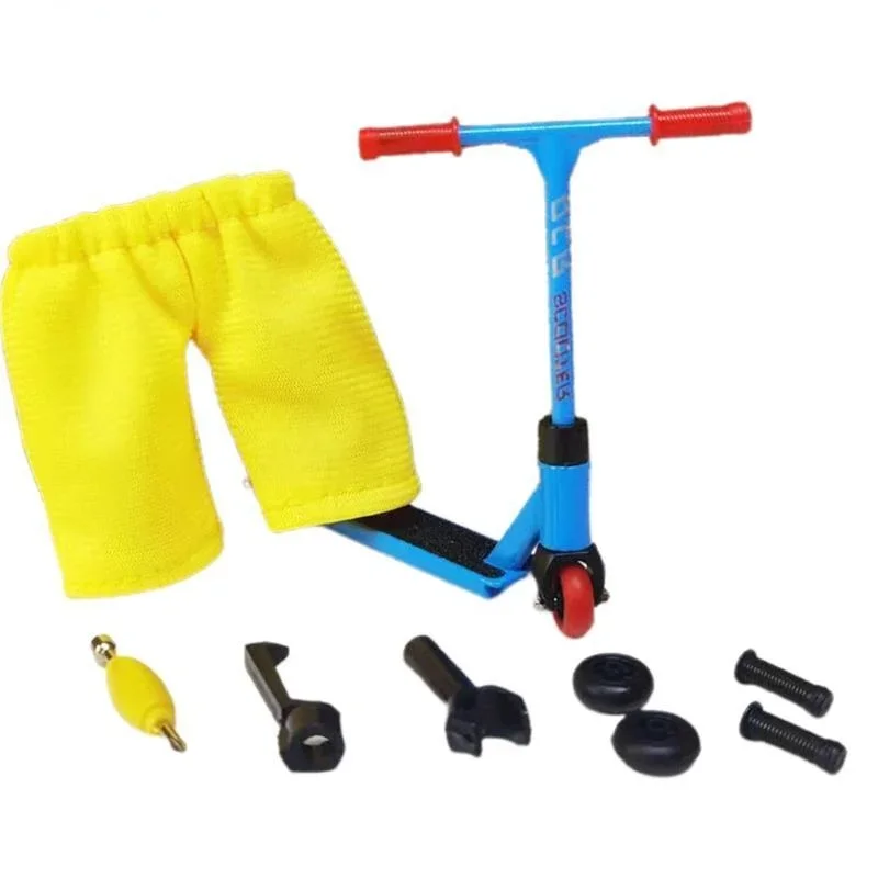 Alloy Finger Scooter and Two Wheel Fingerboard Set Mini Skate Parts Skateboarding Deck Fingertip Skates Desk Novelty Toys for Ki