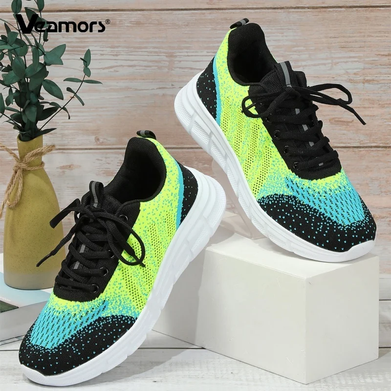 

Мужские и женские легкие сетчатые кроссовки, дышащая вязаная уличная прогулочная обувь для бега, эластичная повседневная спортивная обувь, нескользящая мягкая подошва
